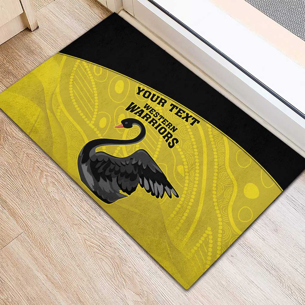 Custom Western Australia Cricket Rubber Doormat Go Warriors Black Swans - Aboriginal Art