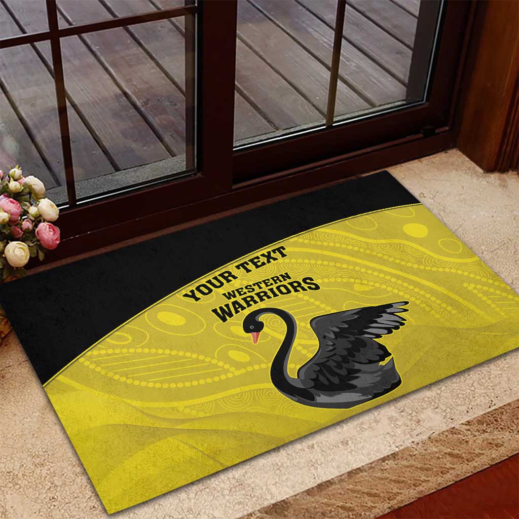 Custom Western Australia Cricket Rubber Doormat Go Warriors Black Swans - Aboriginal Art