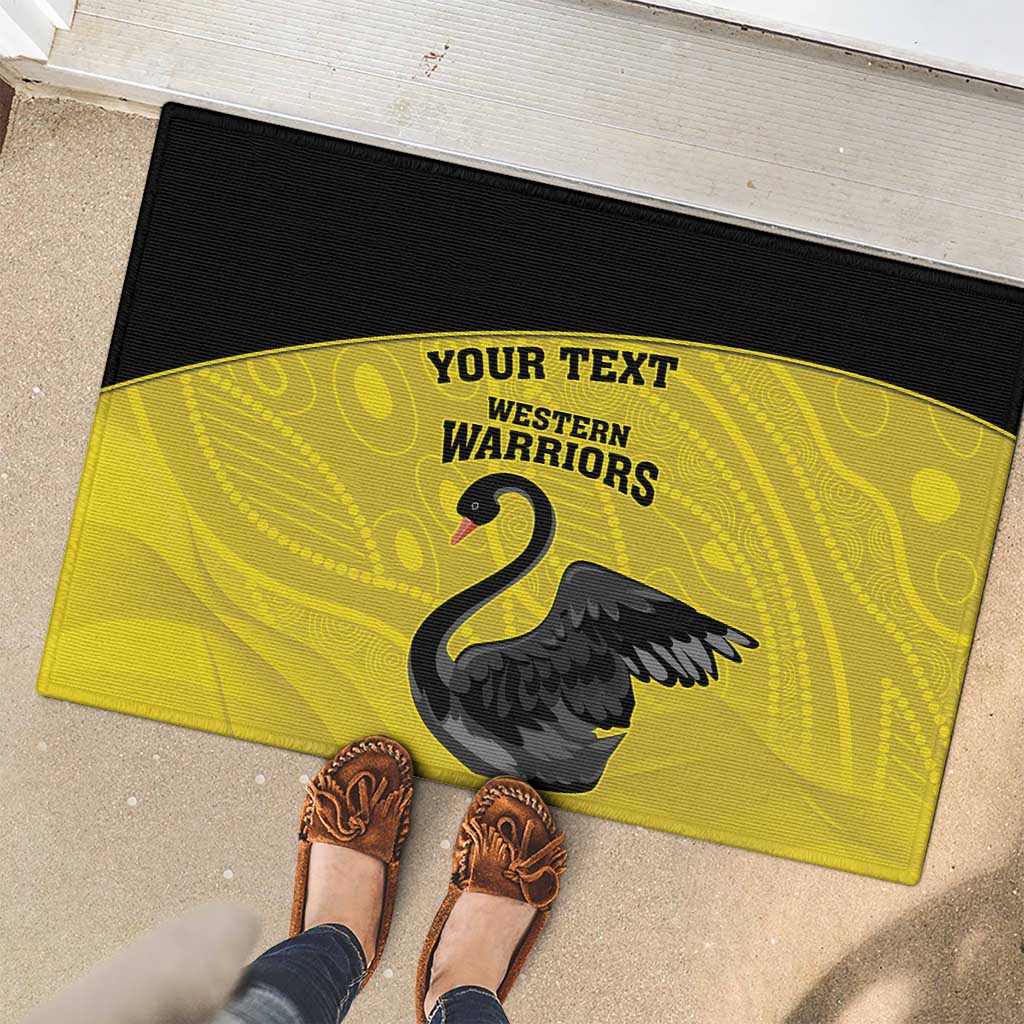 Custom Western Australia Cricket Rubber Doormat Go Warriors Black Swans - Aboriginal Art