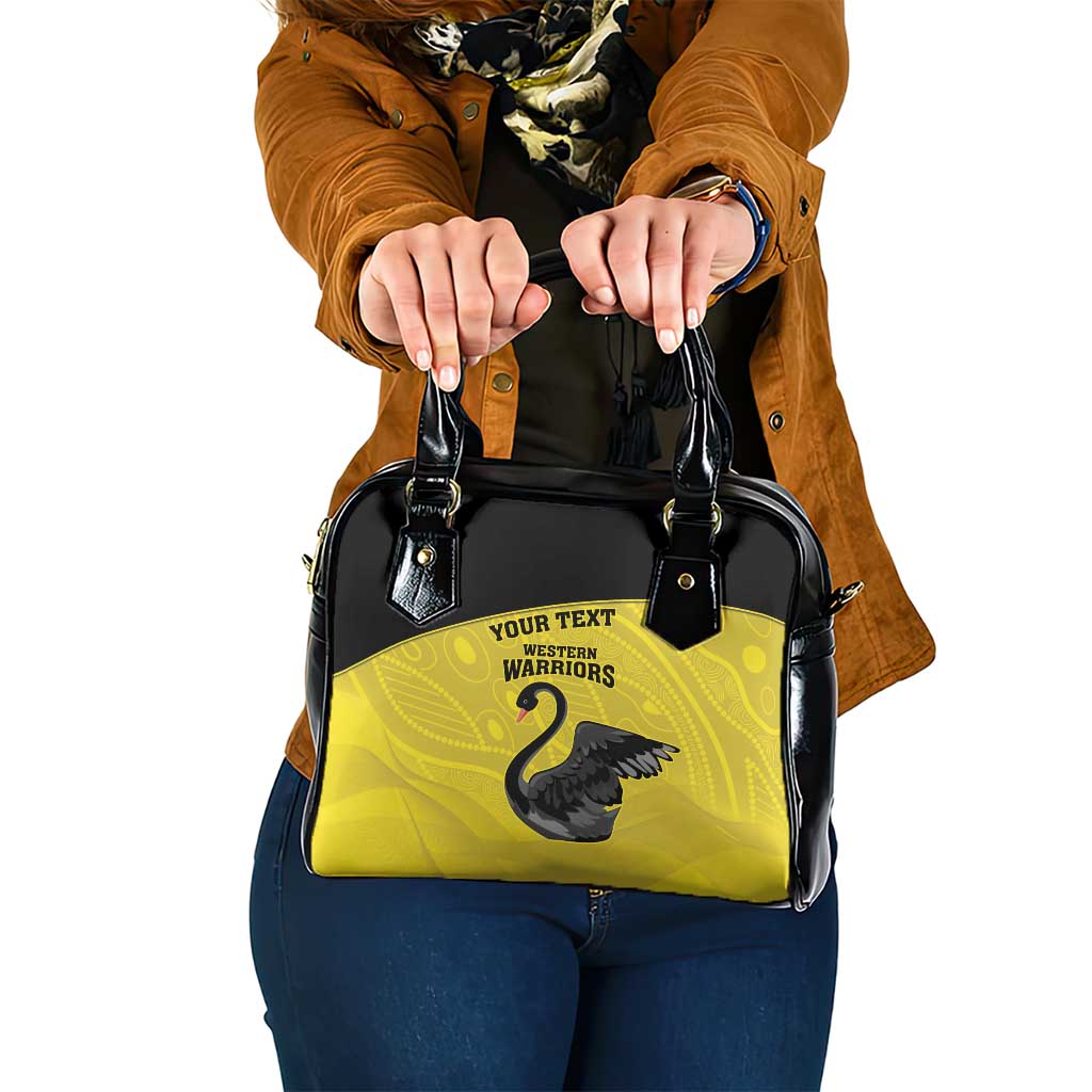 Custom Western Australia Cricket Shoulder Handbag Go Warriors Black Swans - Aboriginal Art