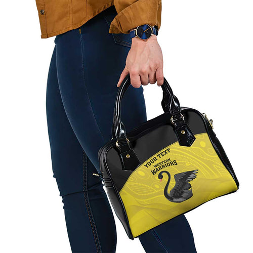 Custom Western Australia Cricket Shoulder Handbag Go Warriors Black Swans - Aboriginal Art