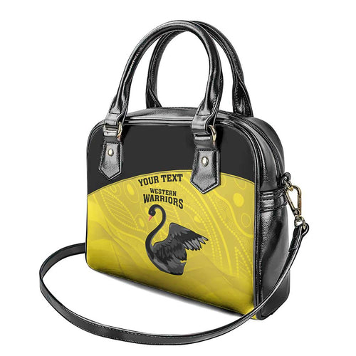 Custom Western Australia Cricket Shoulder Handbag Go Warriors Black Swans - Aboriginal Art