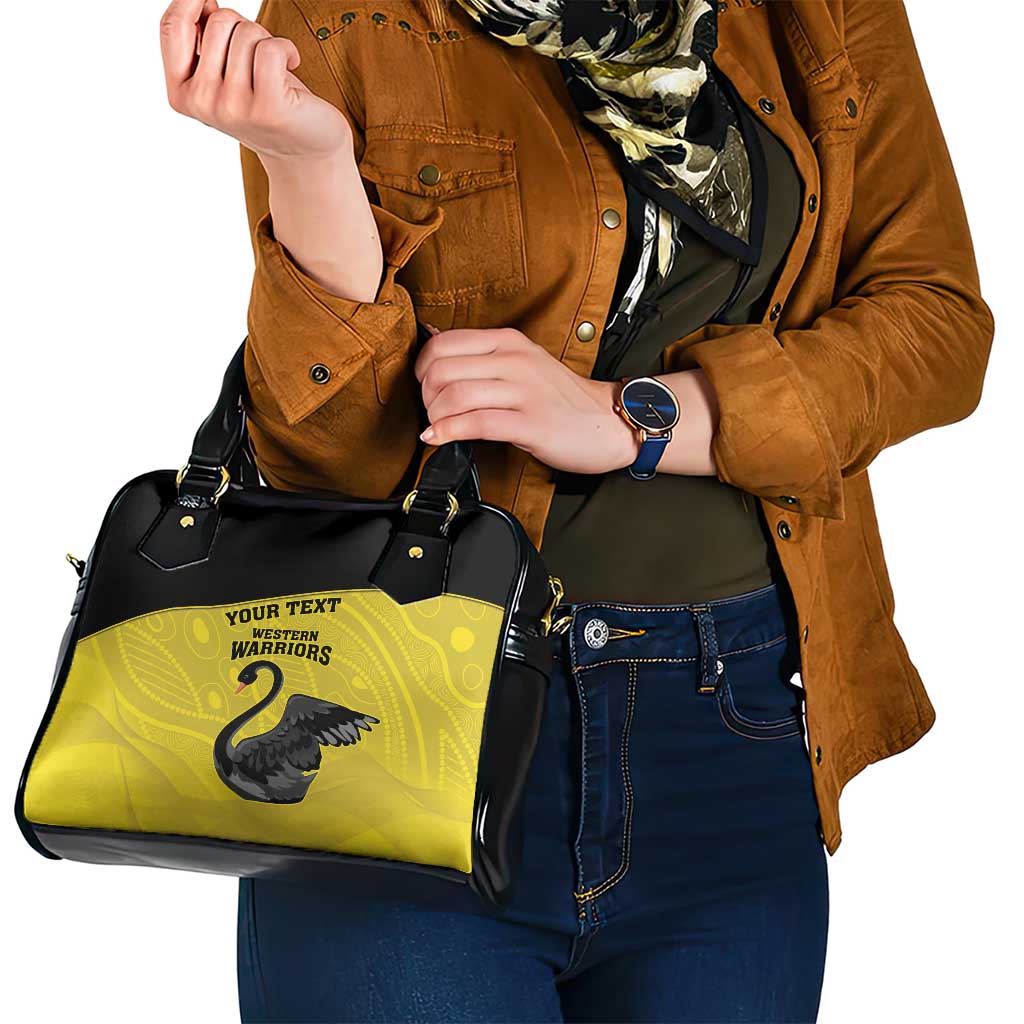 Custom Western Australia Cricket Shoulder Handbag Go Warriors Black Swans - Aboriginal Art