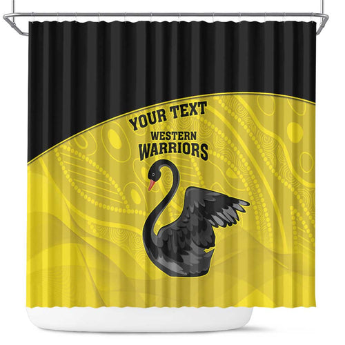 Custom Western Australia Cricket Shower Curtain Go Warriors Black Swans - Aboriginal Art