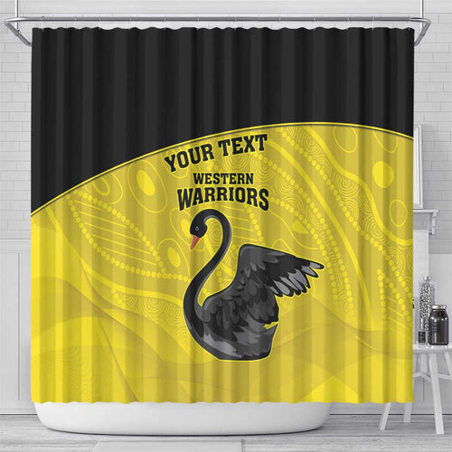 Custom Western Australia Cricket Shower Curtain Go Warriors Black Swans - Aboriginal Art