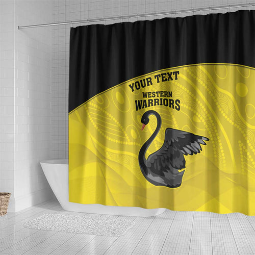 Custom Western Australia Cricket Shower Curtain Go Warriors Black Swans - Aboriginal Art