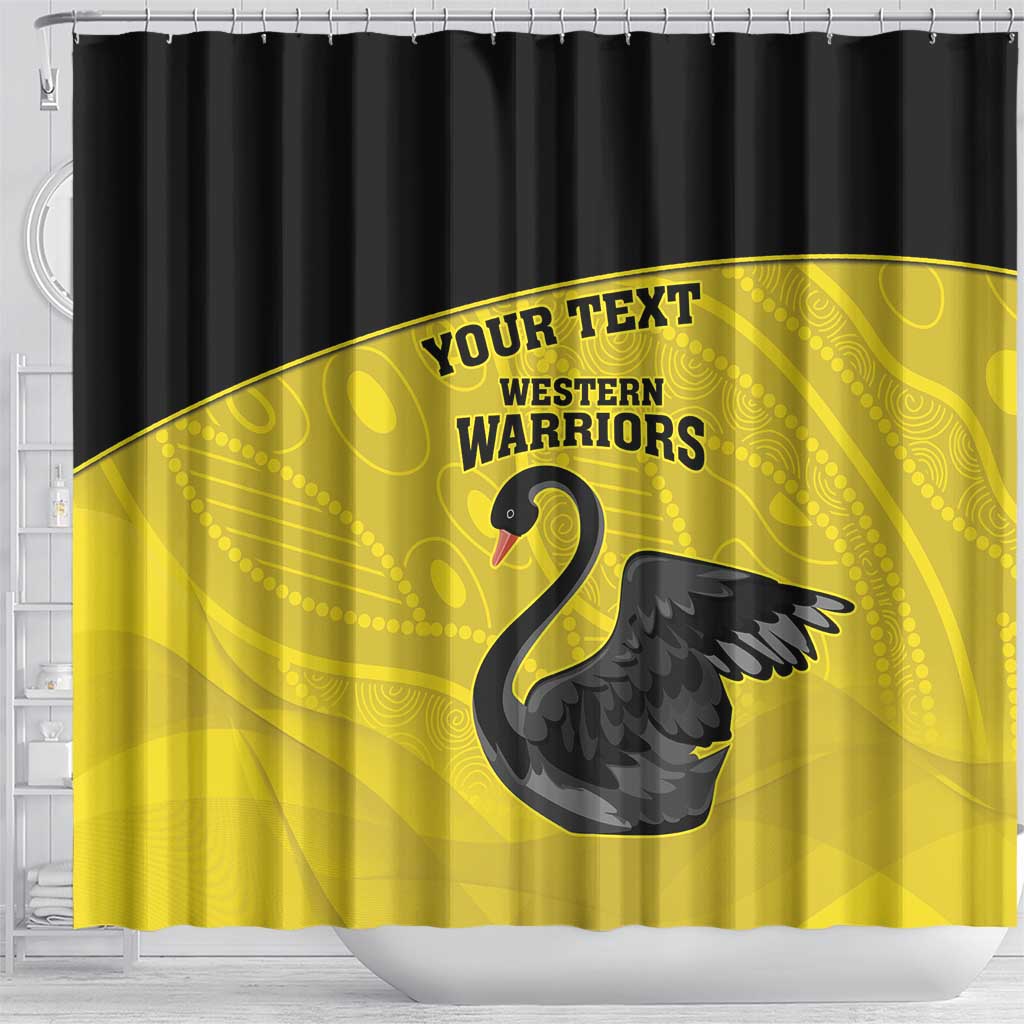 Custom Western Australia Cricket Shower Curtain Go Warriors Black Swans - Aboriginal Art