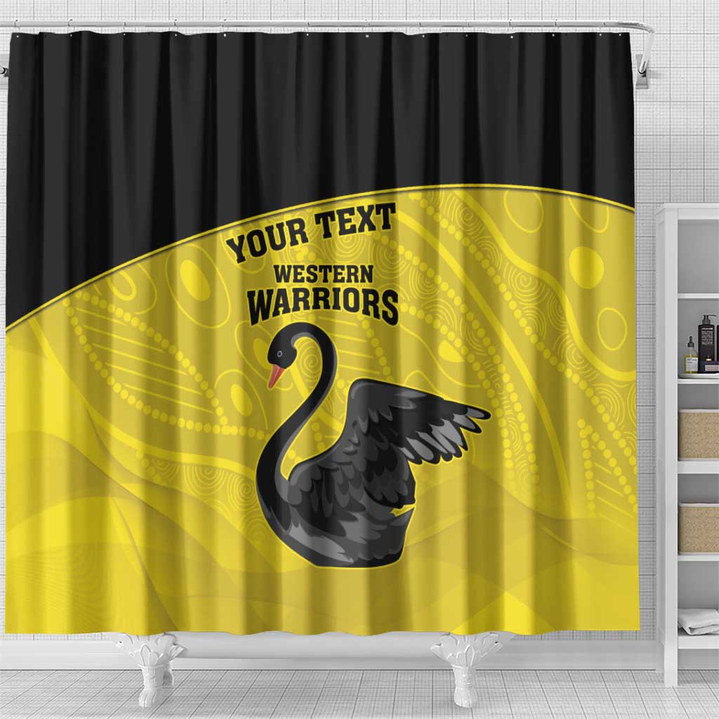 Custom Western Australia Cricket Shower Curtain Go Warriors Black Swans - Aboriginal Art