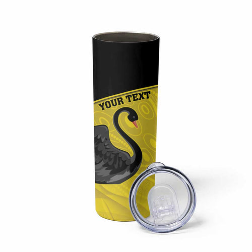 Custom Western Australia Cricket Skinny Tumbler Go Warriors Black Swans - Aboriginal Art