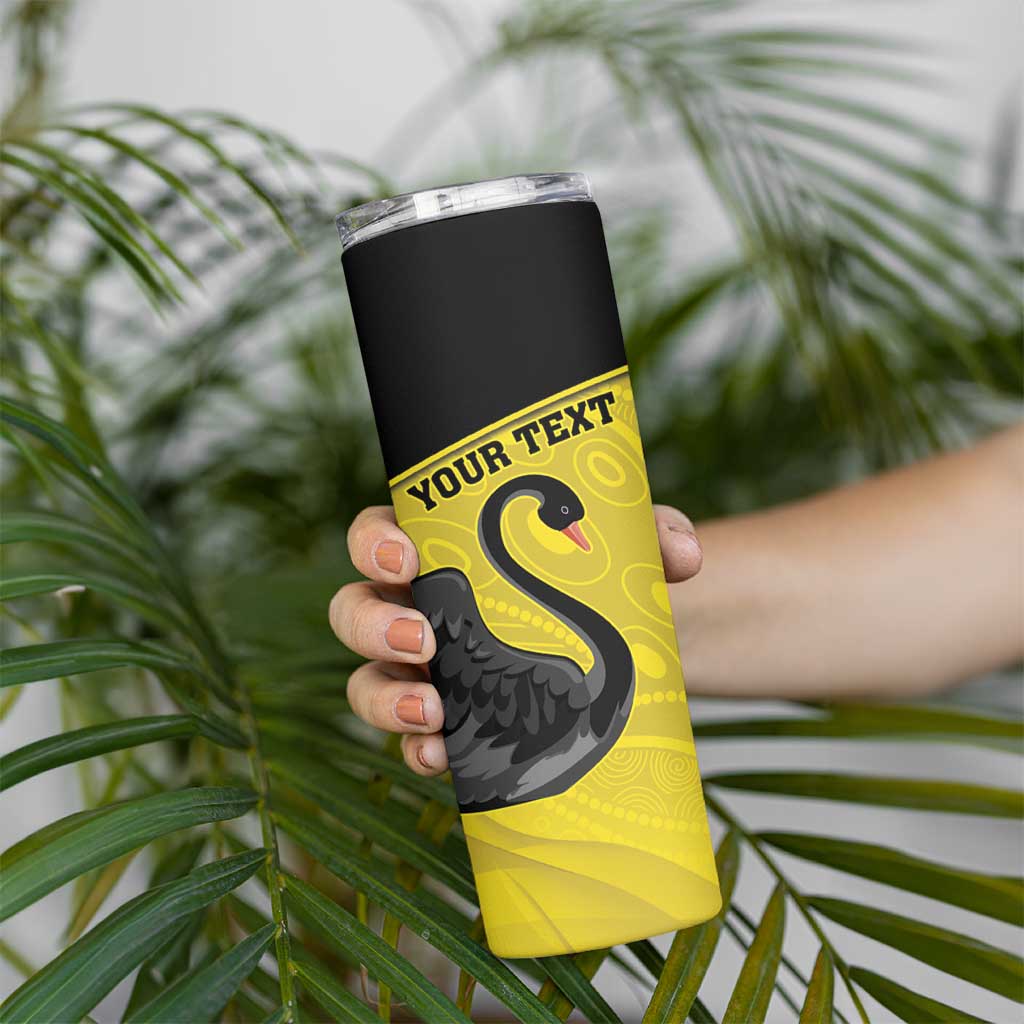 Custom Western Australia Cricket Skinny Tumbler Go Warriors Black Swans - Aboriginal Art