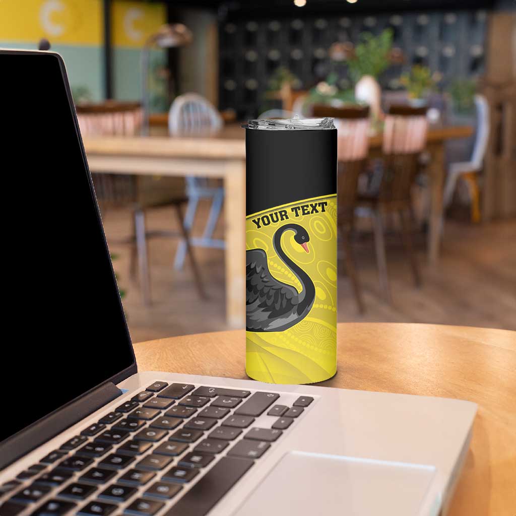 Custom Western Australia Cricket Skinny Tumbler Go Warriors Black Swans - Aboriginal Art
