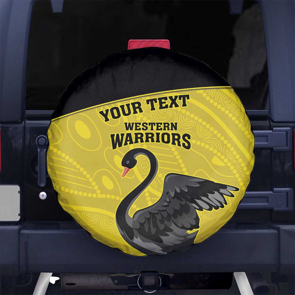 Custom Western Australia Cricket Spare Tire Cover Go Warriors Black Swans - Aboriginal Art
