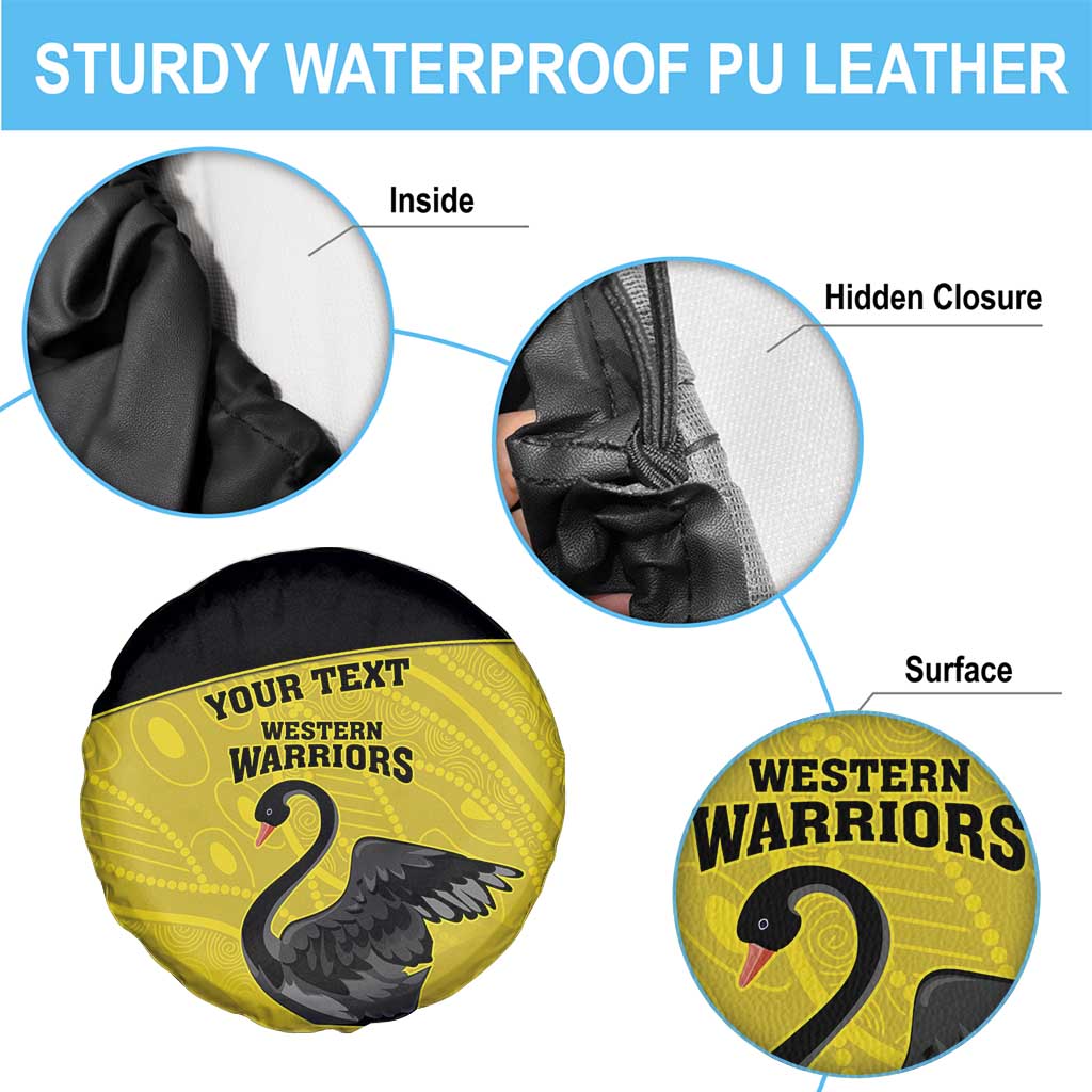 Custom Western Australia Cricket Spare Tire Cover Go Warriors Black Swans - Aboriginal Art