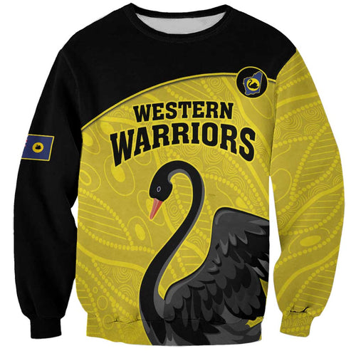 Custom Western Australia Cricket Sweatshirt Go Warriors Black Swans - Aboriginal Art