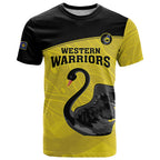 Custom Western Australia Cricket T Shirt Go Warriors Black Swans - Aboriginal Art