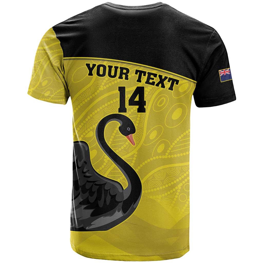 Custom Western Australia Cricket T Shirt Go Warriors Black Swans - Aboriginal Art