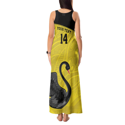 Custom Western Australia Cricket Tank Maxi Dress Go Warriors Black Swans - Aboriginal Art