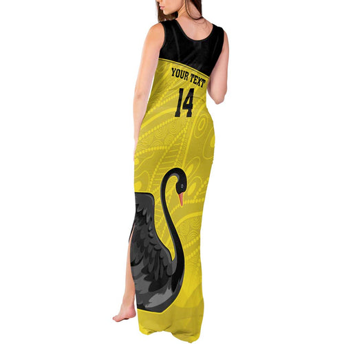 Custom Western Australia Cricket Tank Maxi Dress Go Warriors Black Swans - Aboriginal Art