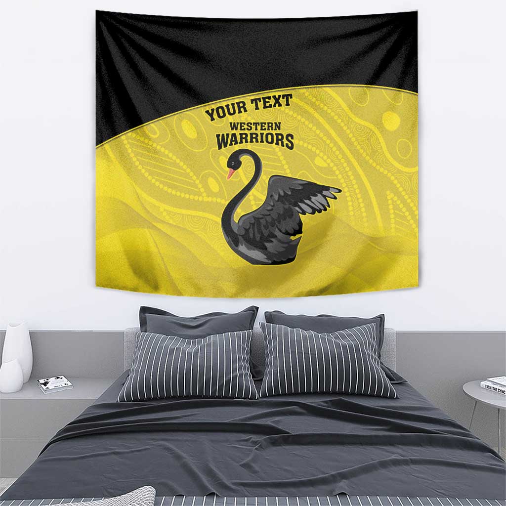 Custom Western Australia Cricket Tapestry Go Warriors Black Swans - Aboriginal Art