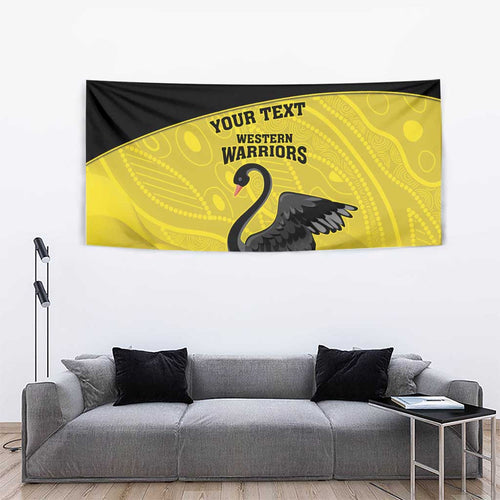 Custom Western Australia Cricket Tapestry Go Warriors Black Swans - Aboriginal Art