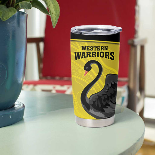 Custom Western Australia Cricket Tumbler Cup Go Warriors Black Swans - Aboriginal Art