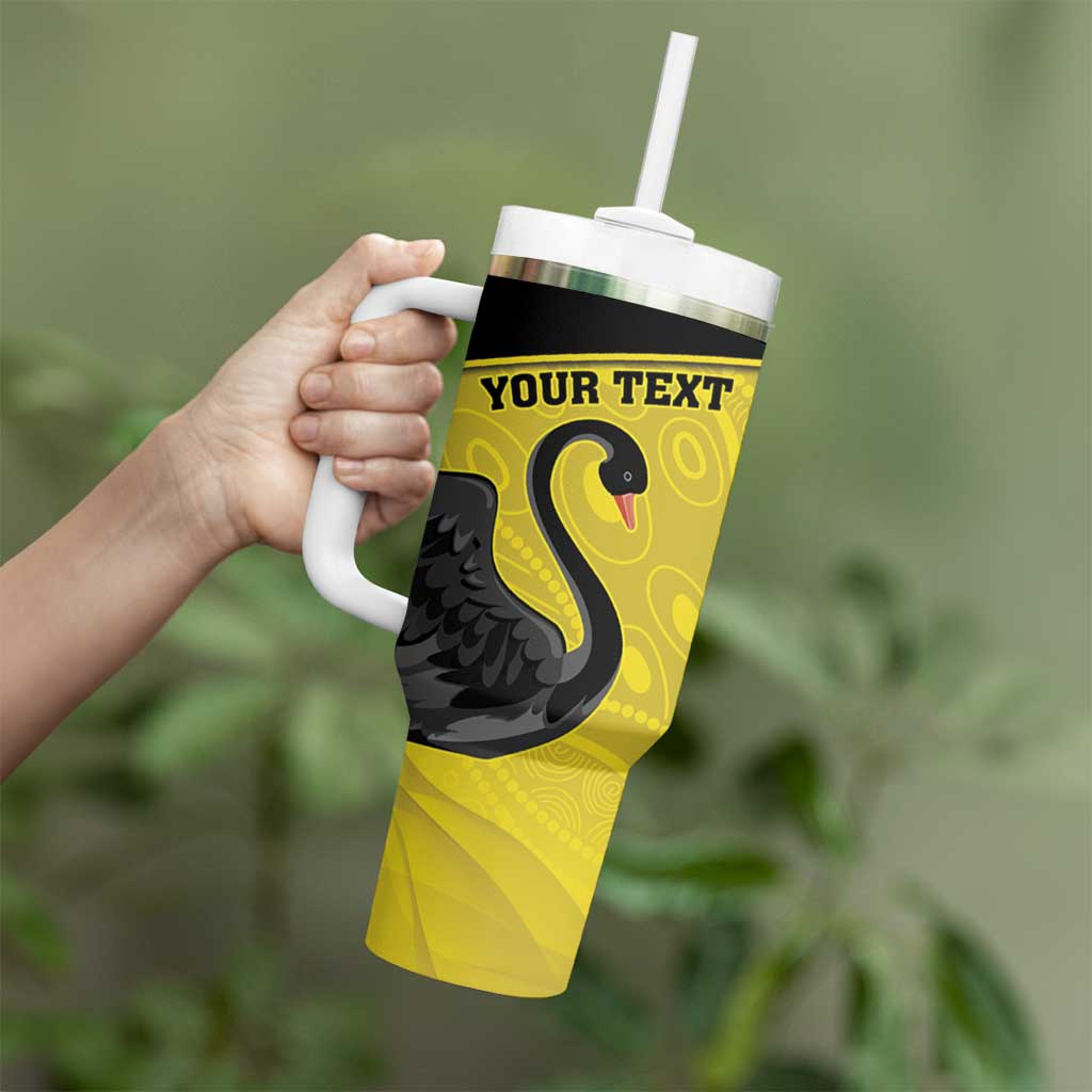 Custom Western Australia Cricket Tumbler With Handle Go Warriors Black Swans - Aboriginal Art