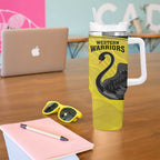 Custom Western Australia Cricket Tumbler With Handle Go Warriors Black Swans - Aboriginal Art