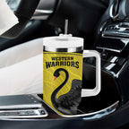 Custom Western Australia Cricket Tumbler With Handle Go Warriors Black Swans - Aboriginal Art