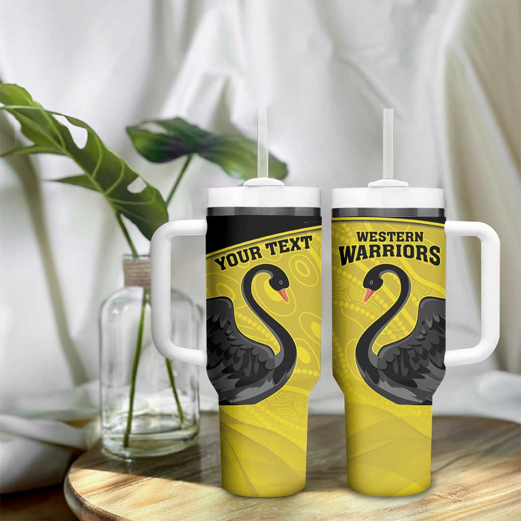 Custom Western Australia Cricket Tumbler With Handle Go Warriors Black Swans - Aboriginal Art