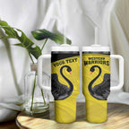 Custom Western Australia Cricket Tumbler With Handle Go Warriors Black Swans - Aboriginal Art