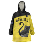 Custom Western Australia Cricket Wearable Blanket Hoodie Go Warriors Black Swans - Aboriginal Art