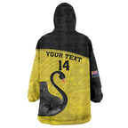 Custom Western Australia Cricket Wearable Blanket Hoodie Go Warriors Black Swans - Aboriginal Art