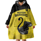 Custom Western Australia Cricket Wearable Blanket Hoodie Go Warriors Black Swans - Aboriginal Art