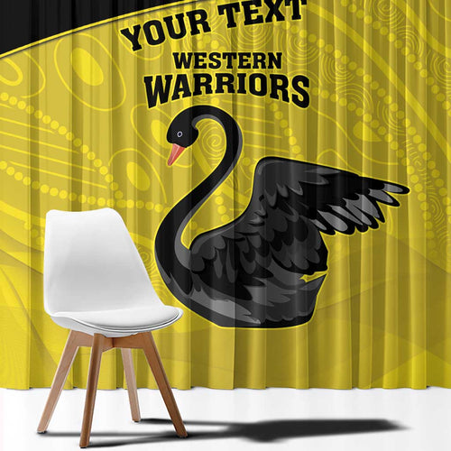 Custom Western Australia Cricket Window Curtain Go Warriors Black Swans - Aboriginal Art