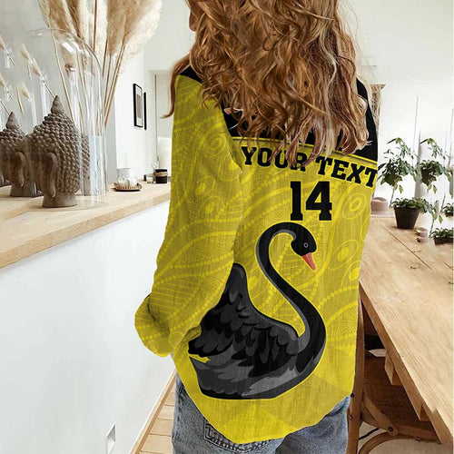 Custom Western Australia Cricket Women Casual Shirt Go Warriors Black Swans - Aboriginal Art