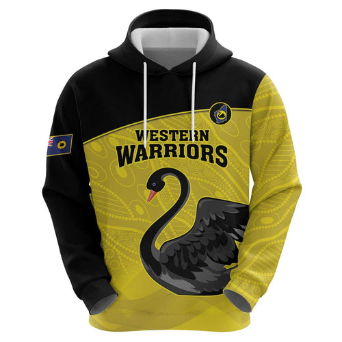 Custom Western Australia Cricket Zip Hoodie Go Warriors Black Swans - Aboriginal Art