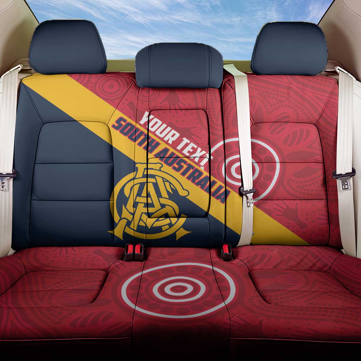 Custom South Australia Cricket Back Car Seat Cover Go Champions - Aboriginal Art