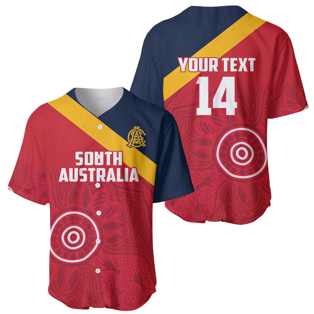 Custom South Australia Cricket Baseball Jersey Go Champions - Aboriginal Art