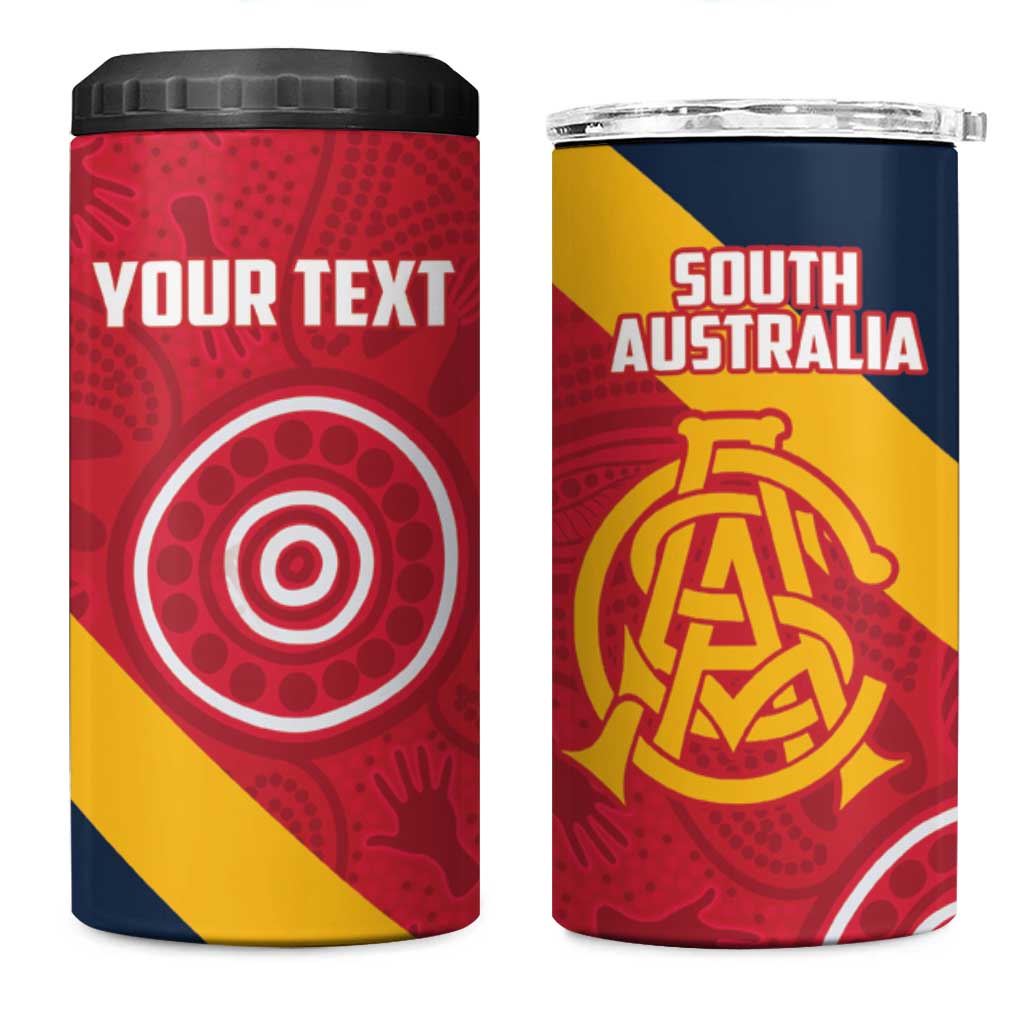 Custom South Australia Cricket 4 in 1 Can Cooler Tumbler Go Champions - Aboriginal Art