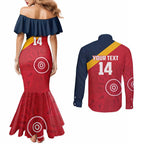 Custom South Australia Cricket Couples Matching Mermaid Dress and Long Sleeve Button Shirt Go Champions - Aboriginal Art