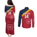 Custom South Australia Cricket Couples Matching Puletasi and Long Sleeve Button Shirt Go Champions - Aboriginal Art