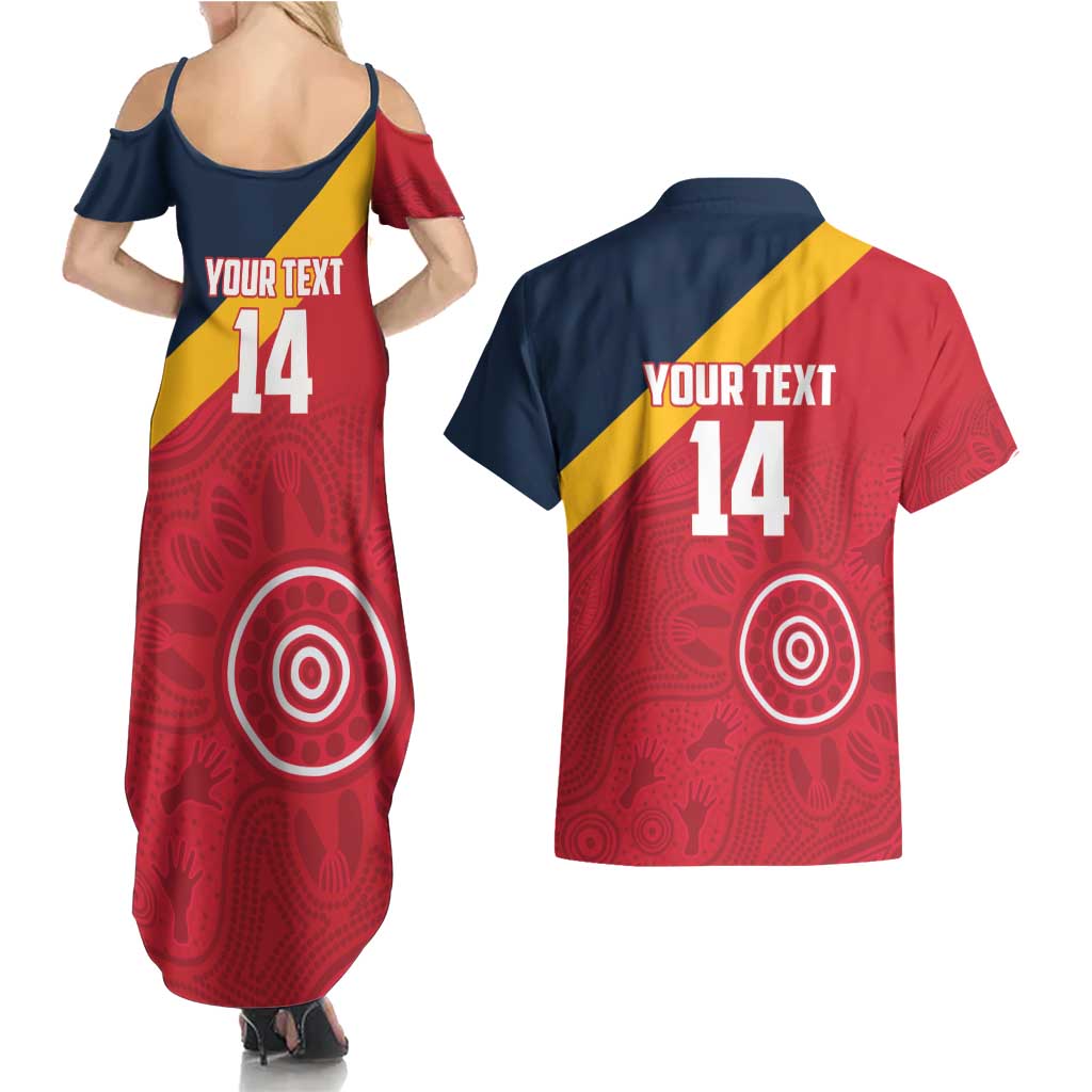 Custom South Australia Cricket Couples Matching Summer Maxi Dress and Hawaiian Shirt Go Champions - Aboriginal Art