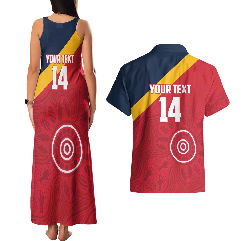Custom South Australia Cricket Couples Matching Tank Maxi Dress and Hawaiian Shirt Go Champions - Aboriginal Art