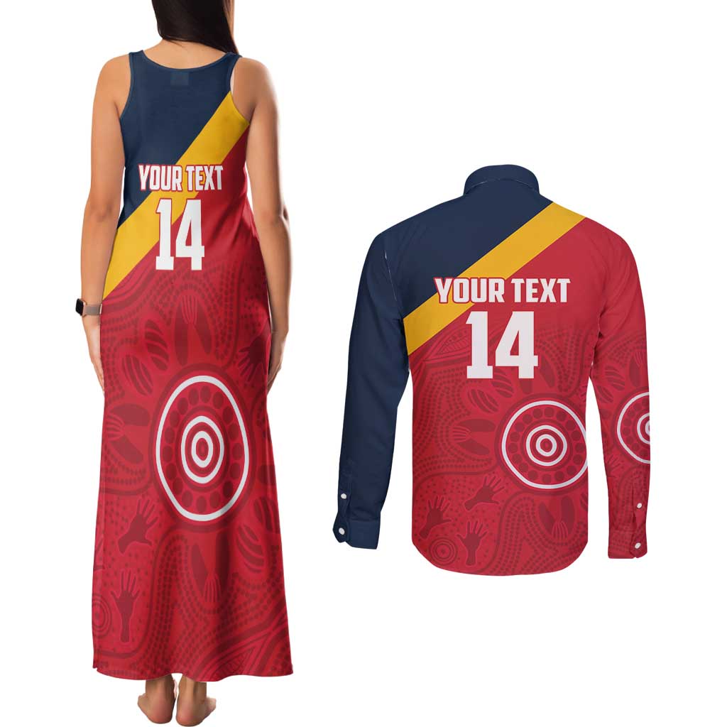 Custom South Australia Cricket Couples Matching Tank Maxi Dress and Long Sleeve Button Shirt Go Champions - Aboriginal Art