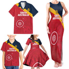Custom South Australia Cricket Family Matching Tank Maxi Dress and Hawaiian Shirt Go Champions - Aboriginal Art