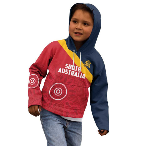 Custom South Australia Cricket Kid Hoodie Go Champions - Aboriginal Art