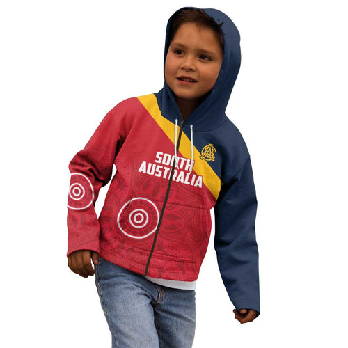 Custom South Australia Cricket Kid Hoodie Go Champions - Aboriginal Art
