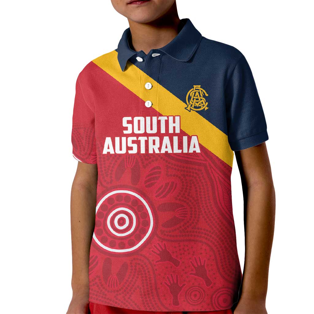 Custom South Australia Cricket Kid Polo Shirt Go Champions - Aboriginal Art