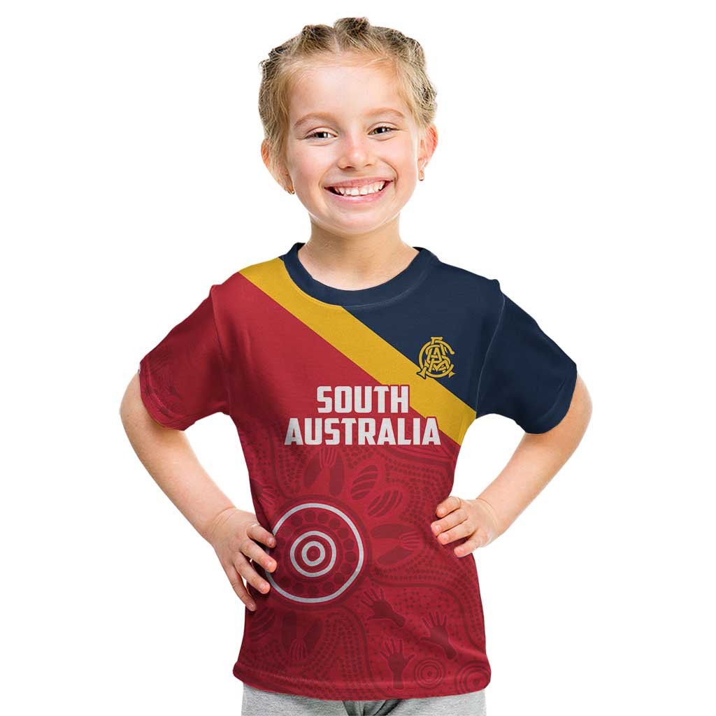 Custom South Australia Cricket Kid T Shirt Go Champions - Aboriginal Art