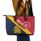 Custom South Australia Cricket Leather Tote Bag Go Champions - Aboriginal Art